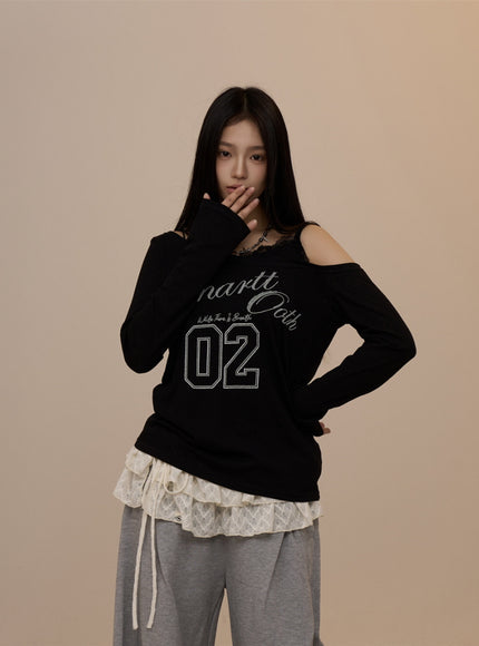 Manhattan 02 Off-Shoulder Tee - Black