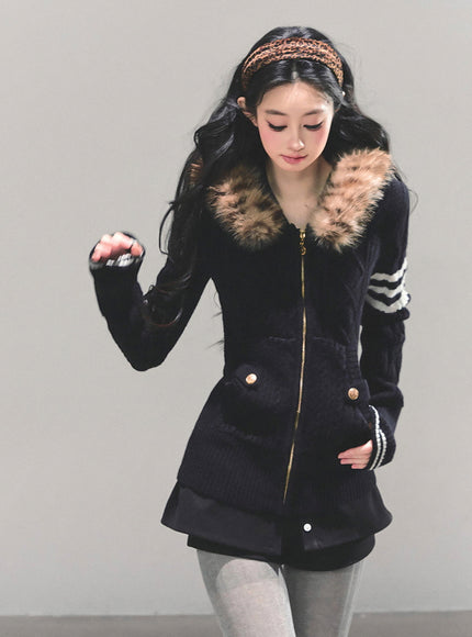 Faux Fur Academy Jacket - Black