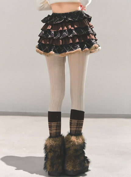 Vintage Check Ruffle Skirt