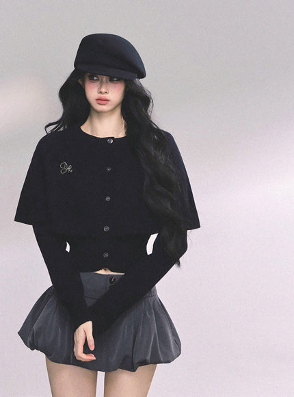 Parisienne Cape Cardigan - Black