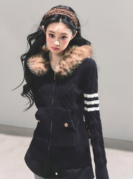 Faux Fur Academy Jacket - Black