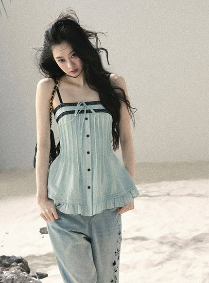 Aqua Lace Corset Top