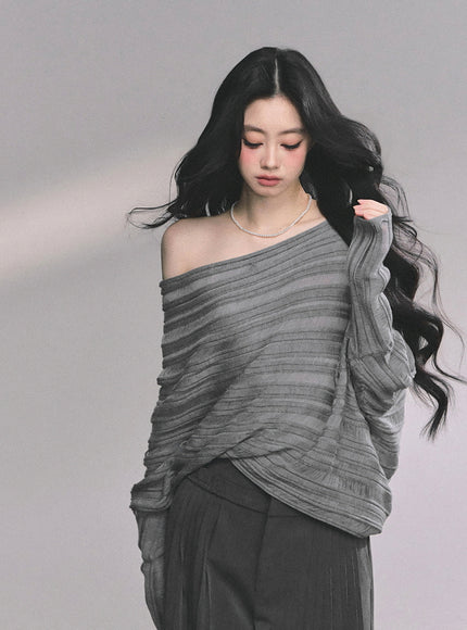 Poetic Flow Knit Top - Gray