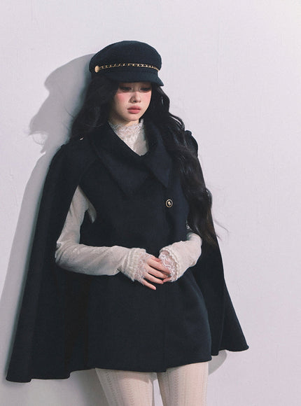 Noir Tailored Cape Coat