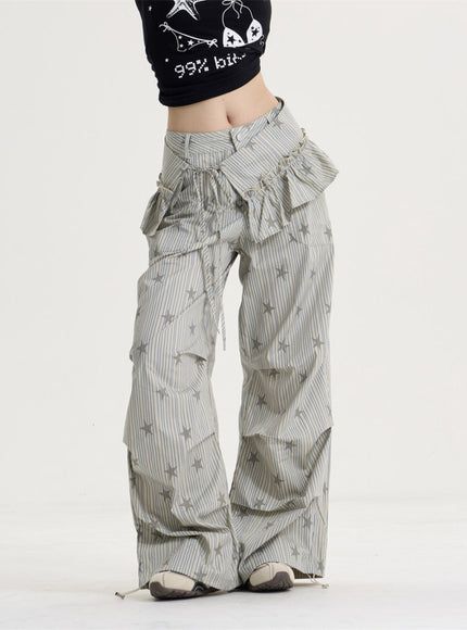 Vintage Star Stripe Loose Pants