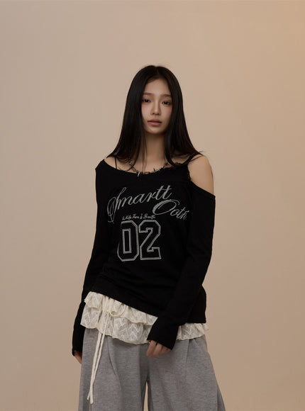 Manhattan 02 Off-Shoulder Tee - Black