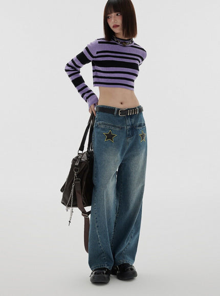 Star Patch Wide Jeans