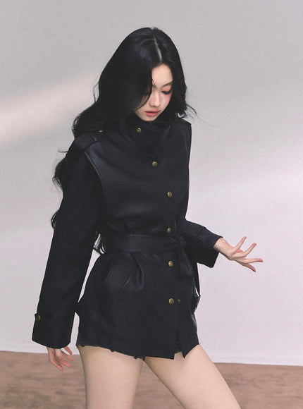 Command Charm Leather Jacket - Black