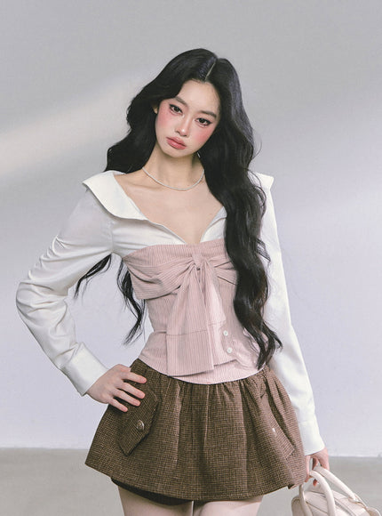 Bow Silhouette Blouse - Pink