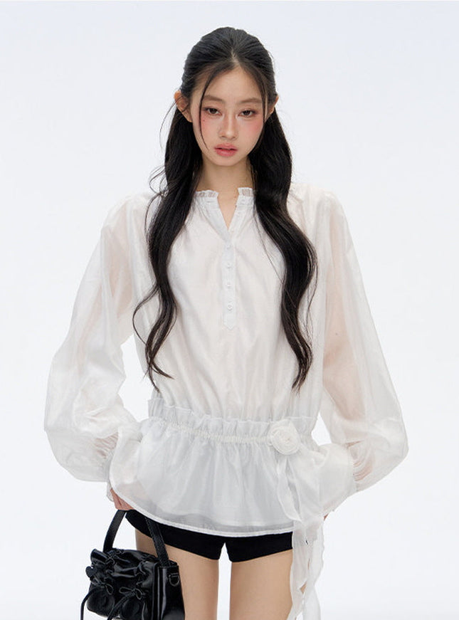Lumi Sheer Velia Soft Blouse - White