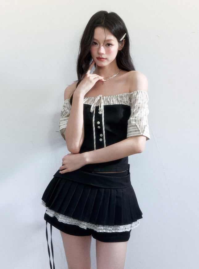 Midnight Coquette Pleated Set