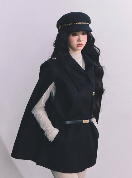 Noir Tailored Cape Coat