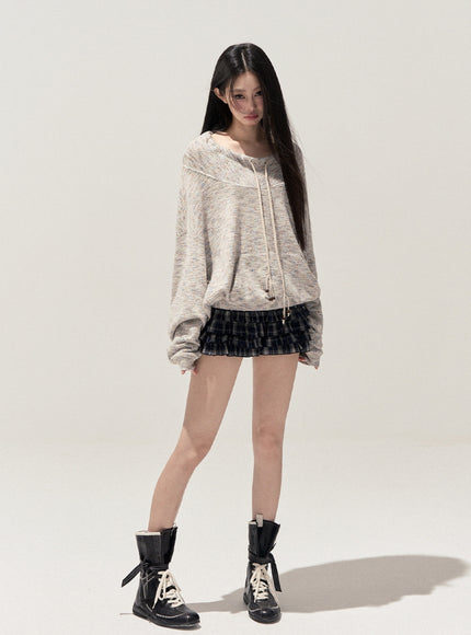Melange String Knit Top