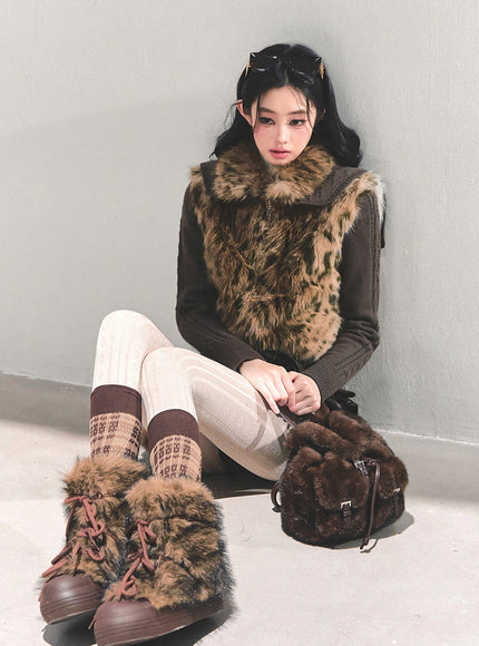 Wild Fawn Fur Knit Jacket