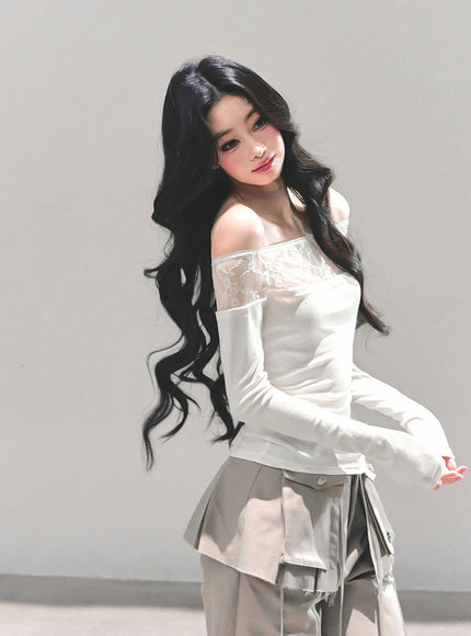 Stardust Sheer Lace Top - White