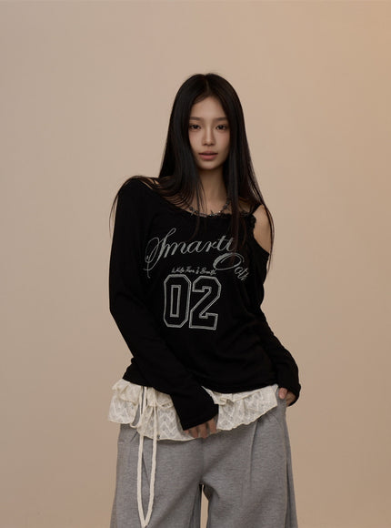 Manhattan 02 Off-Shoulder Tee - Black