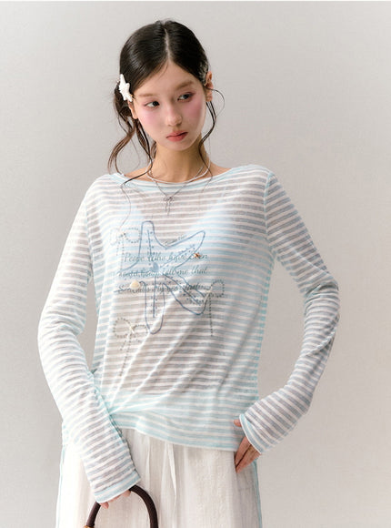 Sky Cloud Ribbon Sheer Tee