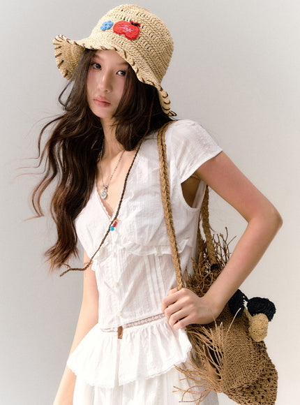 Soft Muse Ruffle White Blouse Set