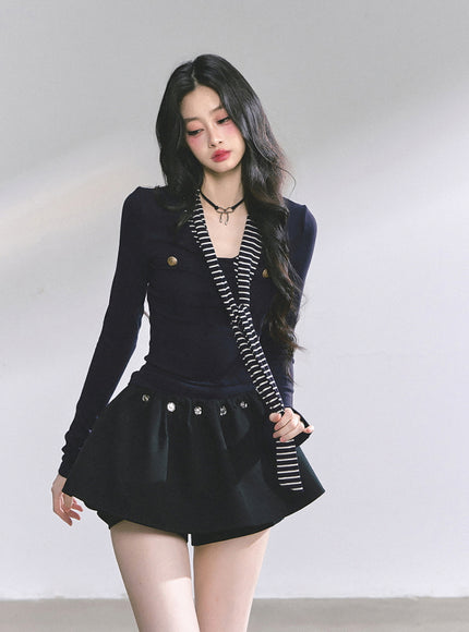 Marine Line Slim Top - Navy