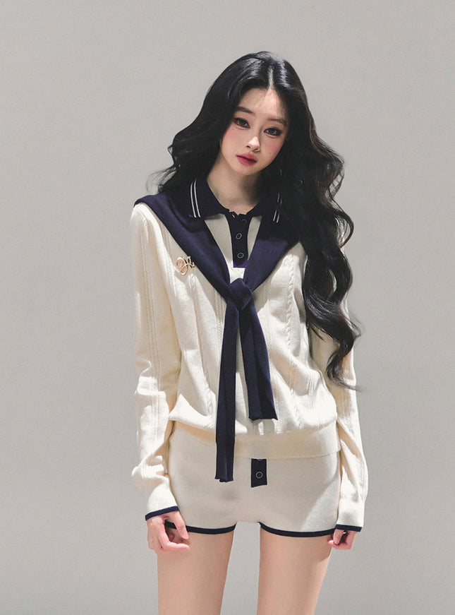 Preppy Twin Knit Ensemble Set