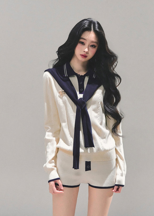 Preppy Twin Knit Ensemble Set