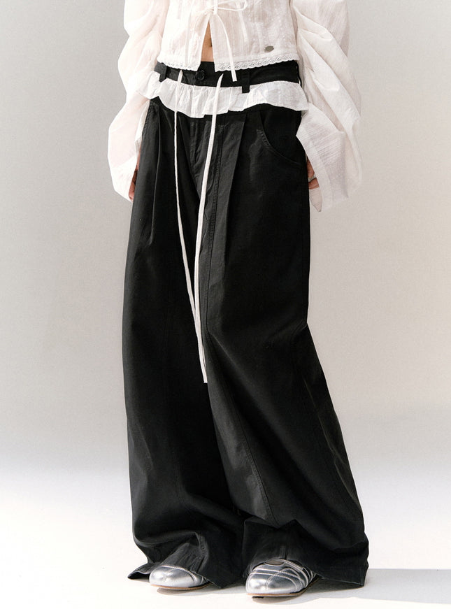Ruffle Waist Wide Slacks