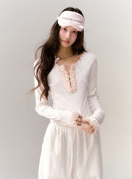 Milk Flower Ruffle Top