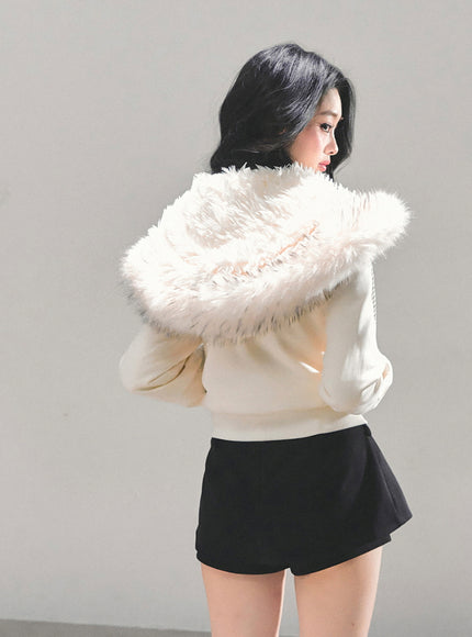 Urban Fur Accent Jacket - White