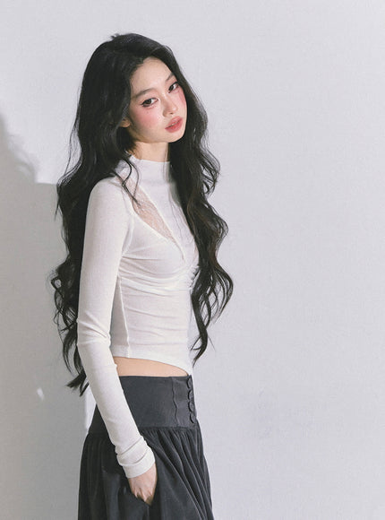 Bloom Lace V-Drape Top - White