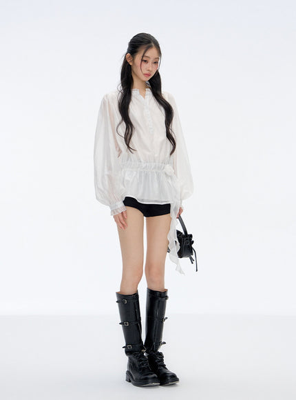 Lumi Sheer Velia Soft Blouse - White
