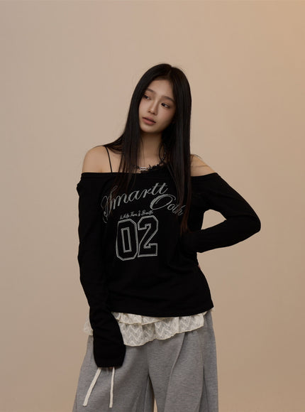 Manhattan 02 Off-Shoulder Tee - Black