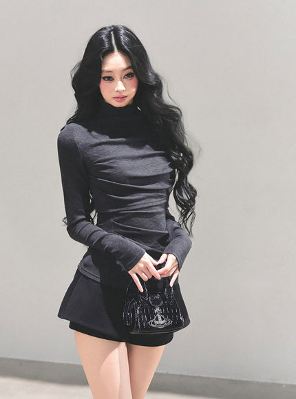 Sculpted Silhouette High-Neck Top