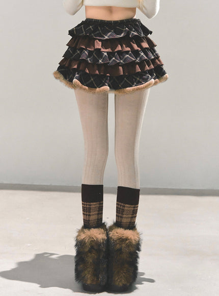 Vintage Check Ruffle Skirt