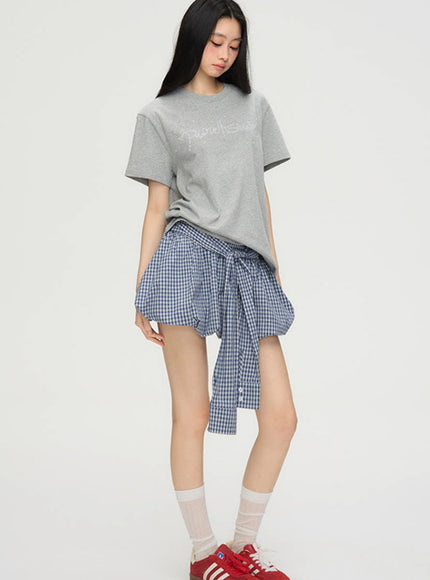 Layered Blue Check Mini Skirt