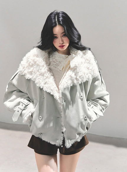 Winter Cloud Shearling Jacket - Light Blue