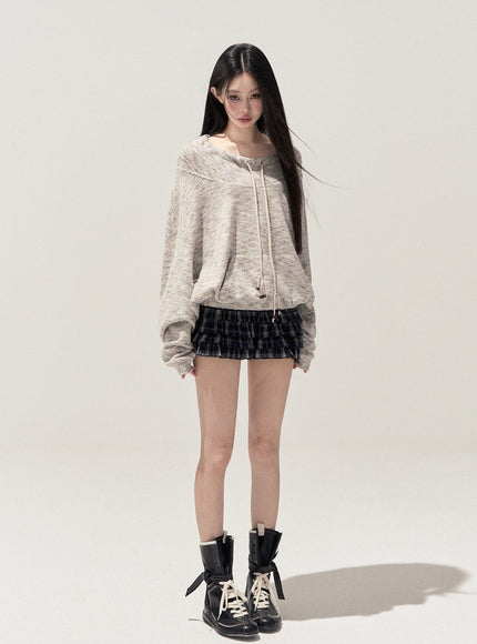 Melange String Knit Top