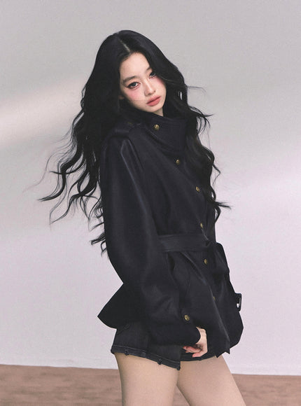 Command Charm Leather Jacket - Black