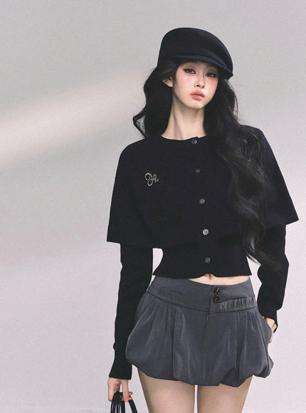 Parisienne Cape Cardigan - Black