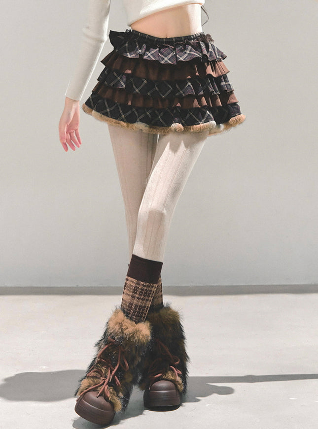 Vintage Check Ruffle Skirt