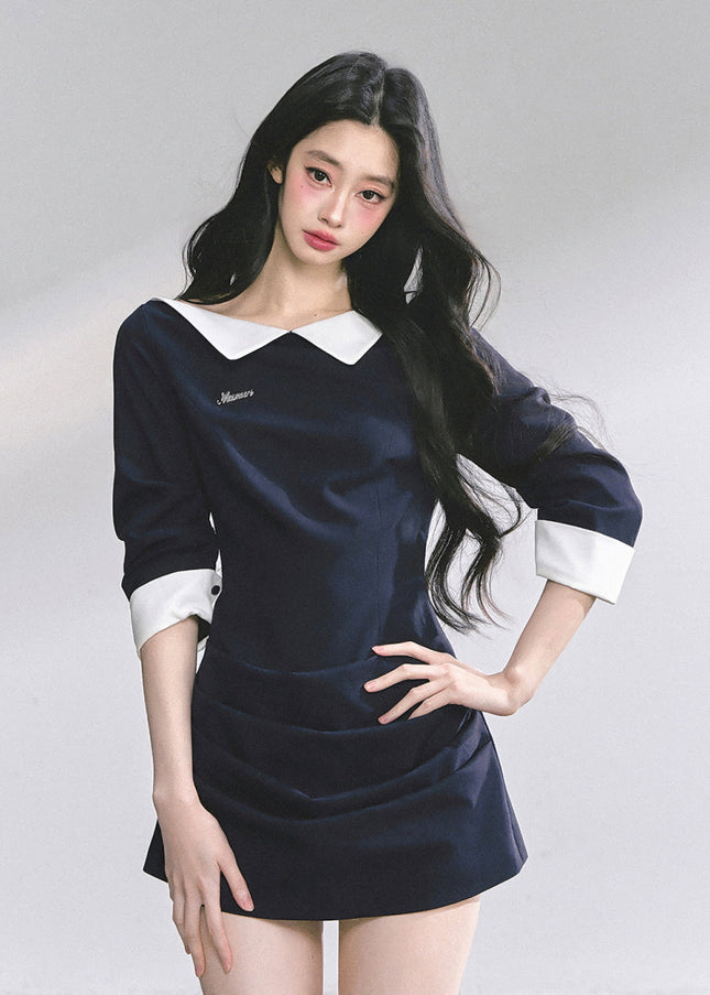 Refined Line Black Mini Dress