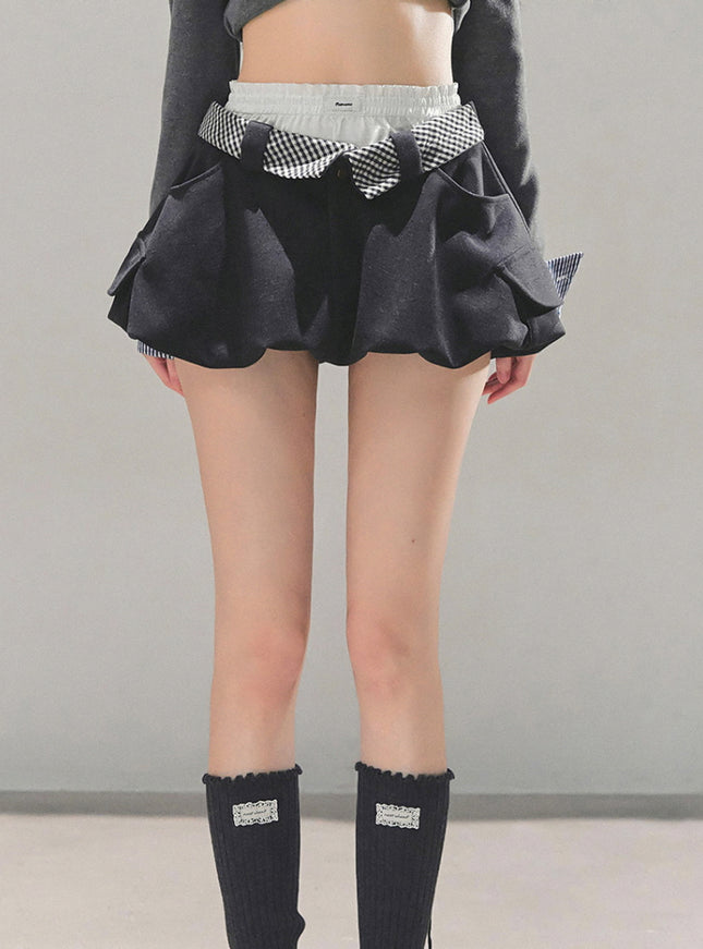 Street Check Overlay Shorts - Gray