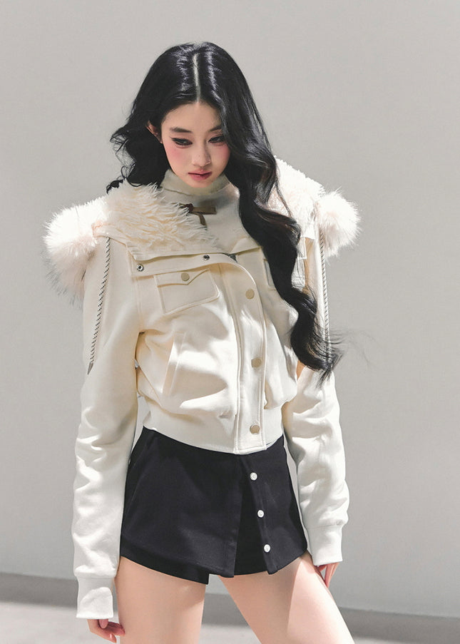 Urban Fur Accent Jacket - White