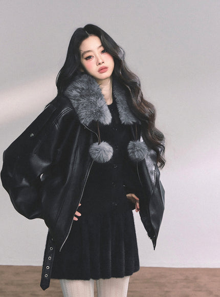 Black Veil Flare Knit Mini Dress