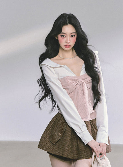 Bow Silhouette Blouse - Pink