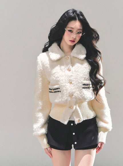 Bouclé Pearl Button Jacket