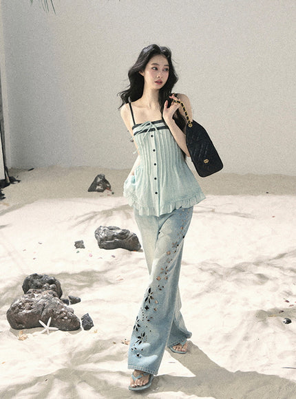 Aqua Lace Corset Top