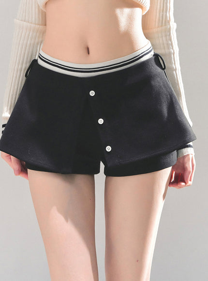 Layered Skort Shorts - Black