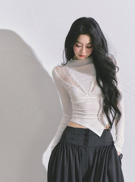 Bloom Lace V-Drape Top - White