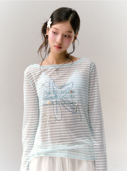 Sky Cloud Ribbon Sheer Tee