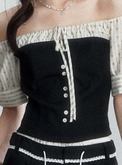 Midnight Coquette Pleated Set